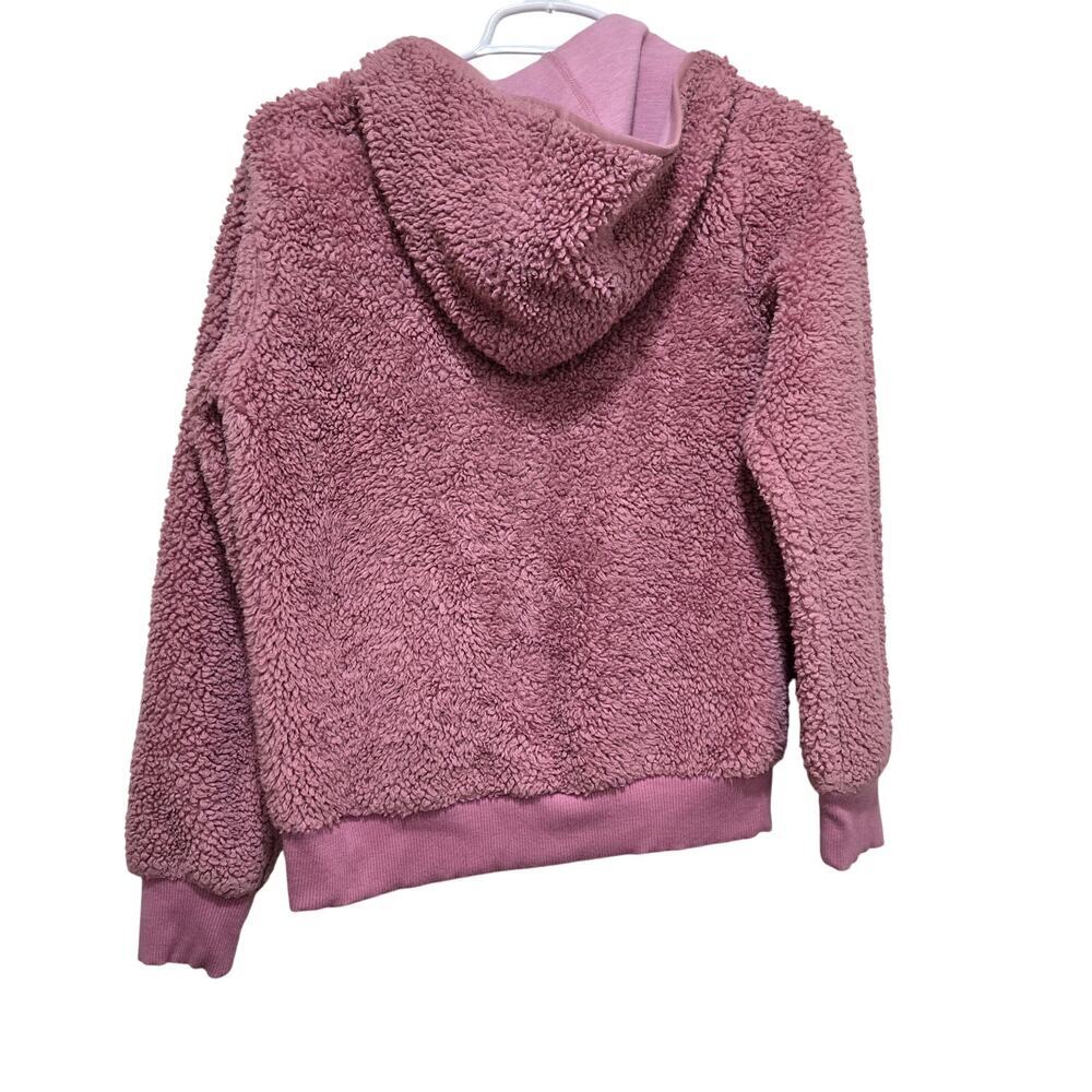 Athleta Girl Pink Sherpa Hoodie Jacket XL 14 Cozy Zip Fleece - Picture 2 of 12
